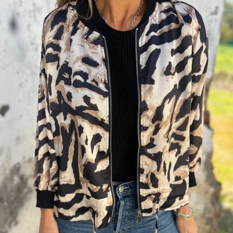 Liora Zebra Zip Bomber Jacket Product Image 01