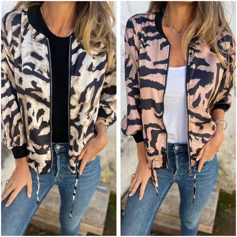 Liora Zebra Zip Bomber Jacket Product Image 03
