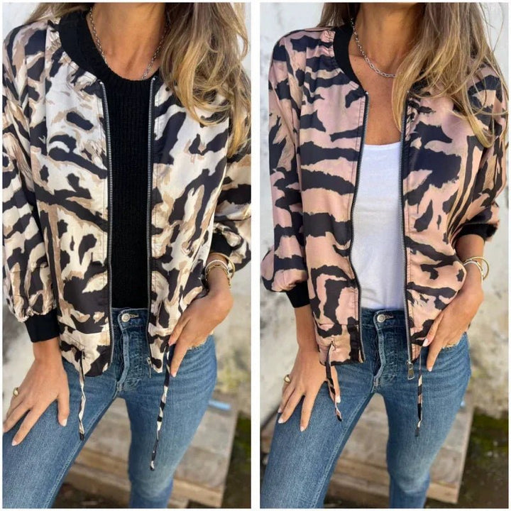 Liora Zebra Zip Bomber Jacket Product Image 03