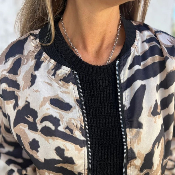 Liora Zebra Zip Bomber Jacket Product Image 04
