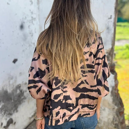 Liora Zebra Zip Bomber Jacket Product Image 05
