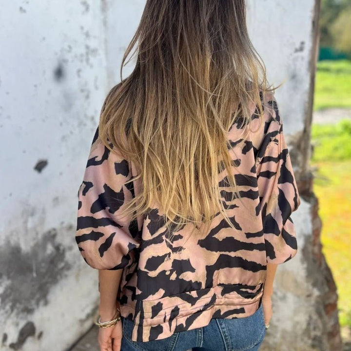 Liora Zebra Zip Bomber Jacket Product Image 05
