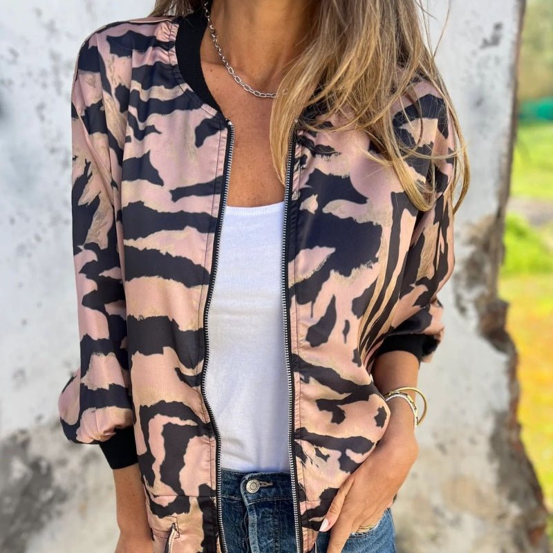 Liora Zebra Zip Bomber Jacket Product Image 06