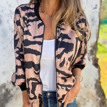 Liora Zebra Zip Bomber Jacket Product Image 06