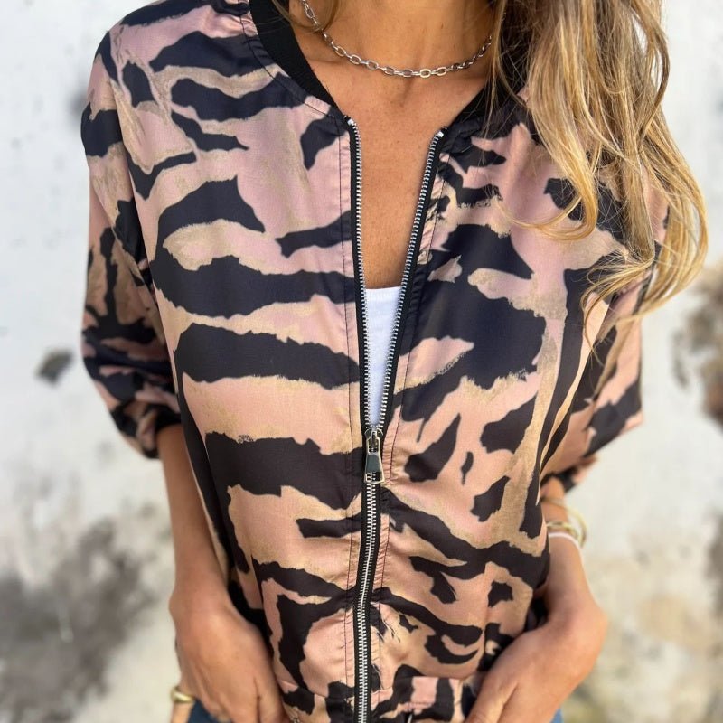 Liora Zebra Zip Bomber Jacket Product Image 07