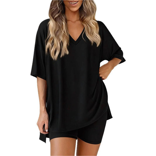Lively Lounge Two Piece Tee High Waist Shorts Set Product Image 01