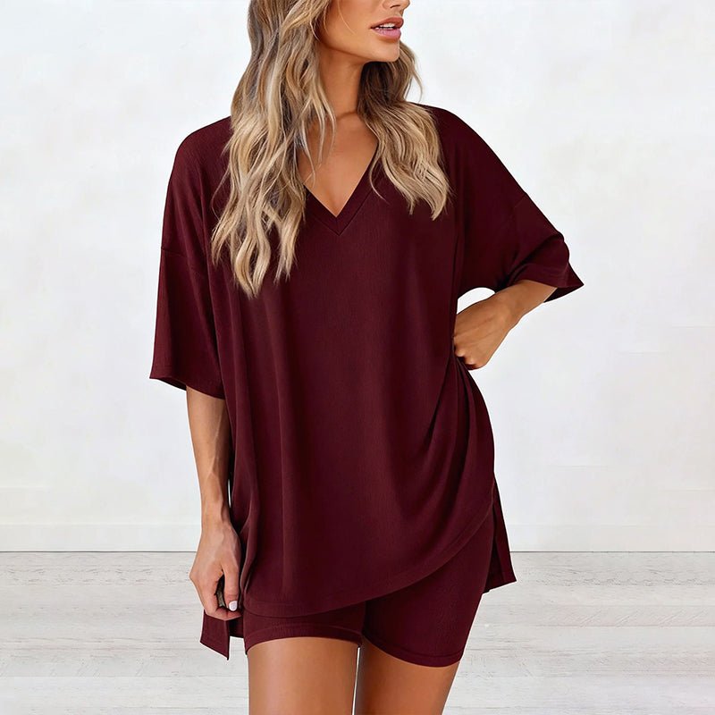Lively Lounge Two Piece Tee High Waist Shorts Set Product Image 02