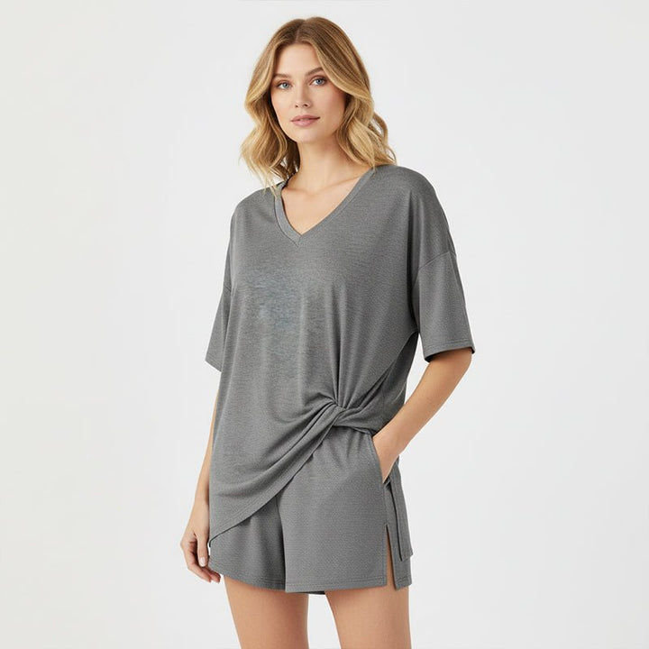 Lively Lounge Two Piece Tee High Waist Shorts Set Product Image 06