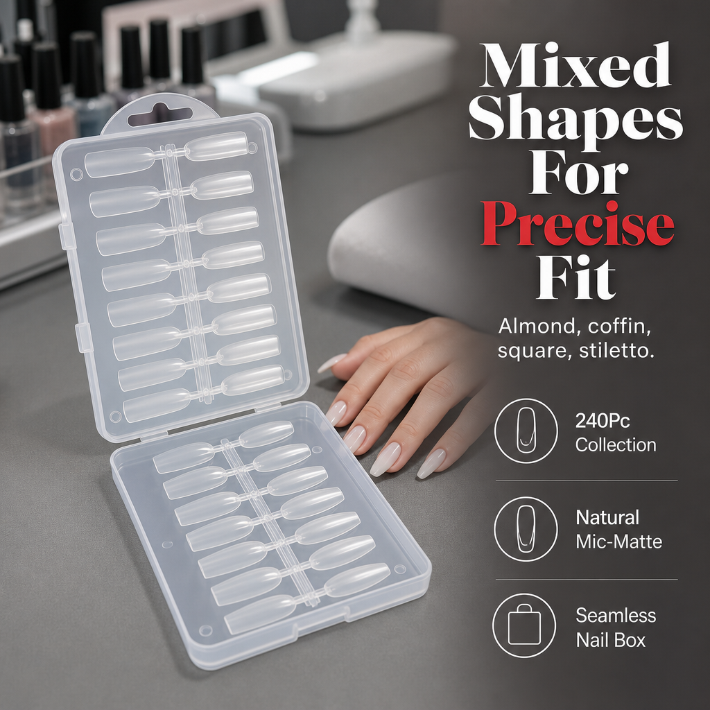 Long Almond Nail Tips 240 Piece Set Product Image 03