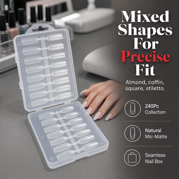 Long Almond Nail Tips 240 Piece Set Product Image 03