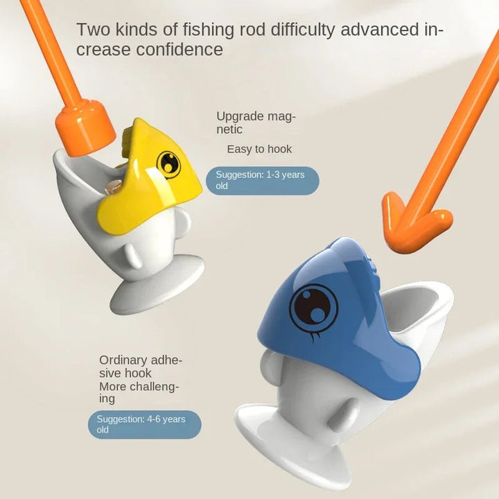 Magnetic and hook-style fishing tips shown with suggested age ranges of 1–3 and 4–6 years.