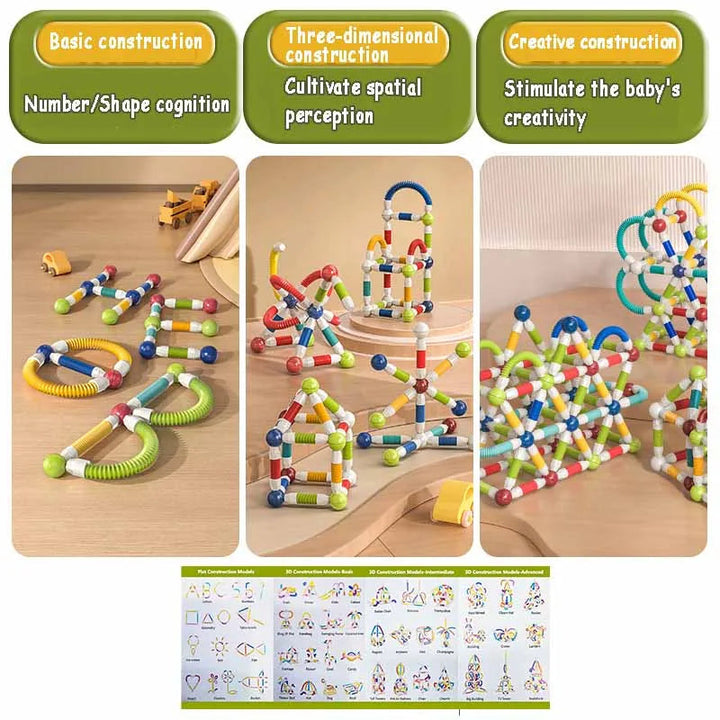 Examples of magnetic stick numbers, three-dimensional structures, and creative models