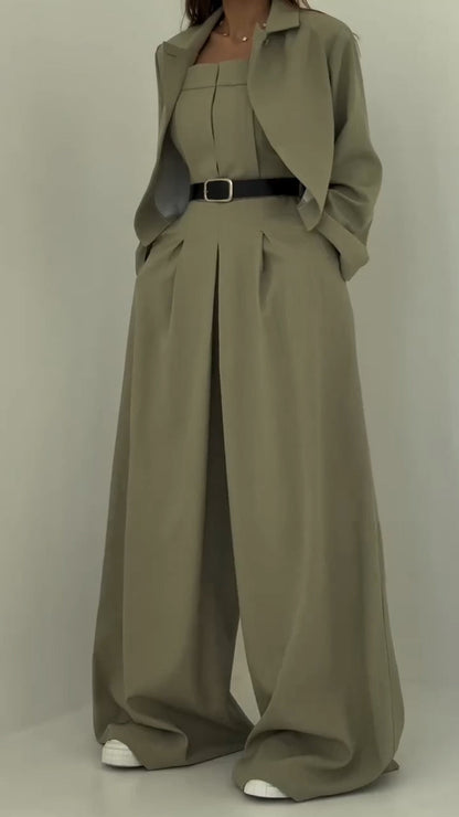 Marielle Three Piece Blazer Set Wide Leg Pants Product Image 07