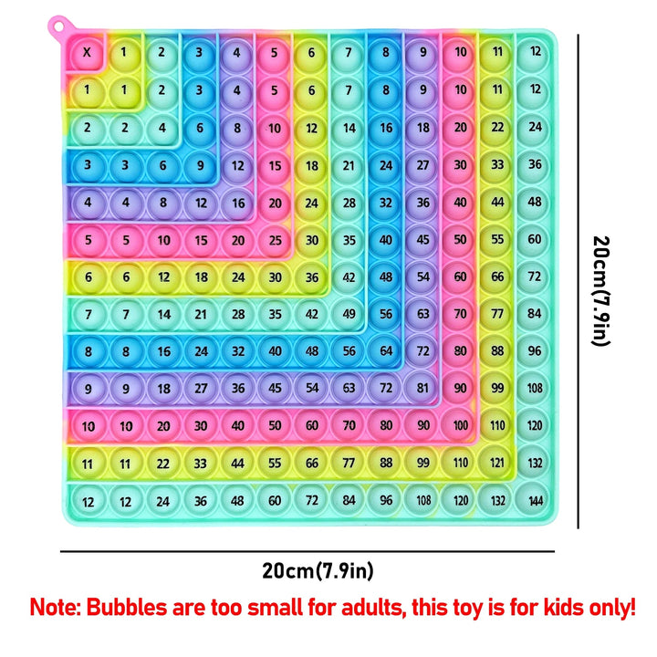Light rainbow multiplication board with measurements of 20 cm by 20 cm