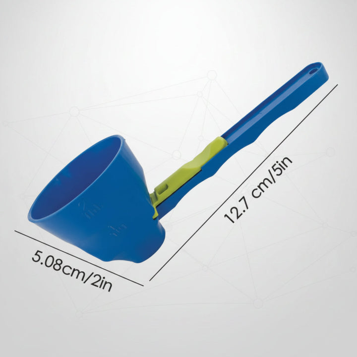 Measurement diagram showing a 5-inch length and 2-inch scoop width