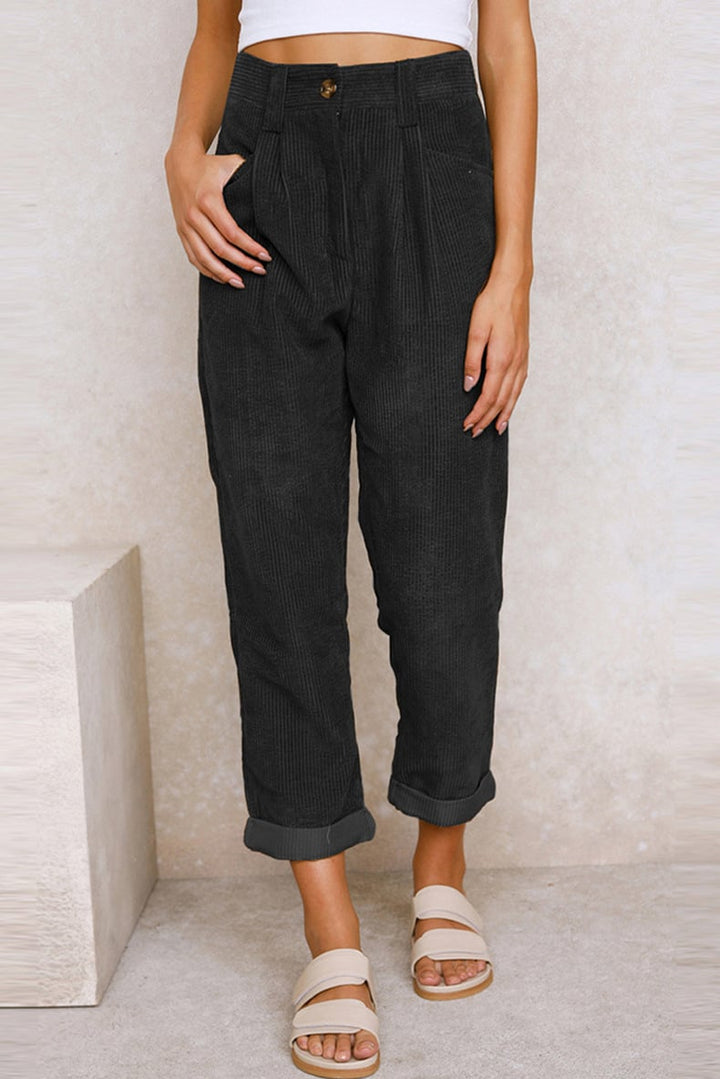 Mid Rise Cotton Corduroy Pants Product Image 01
