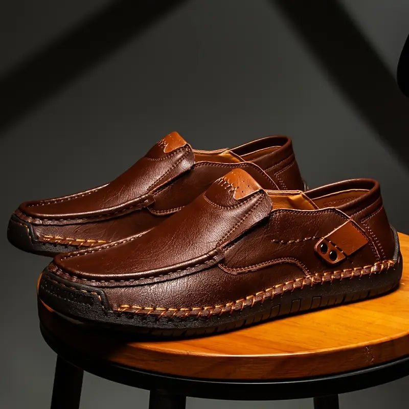 Montclair Leather Slip On Shoes Round Toe Product Image 04