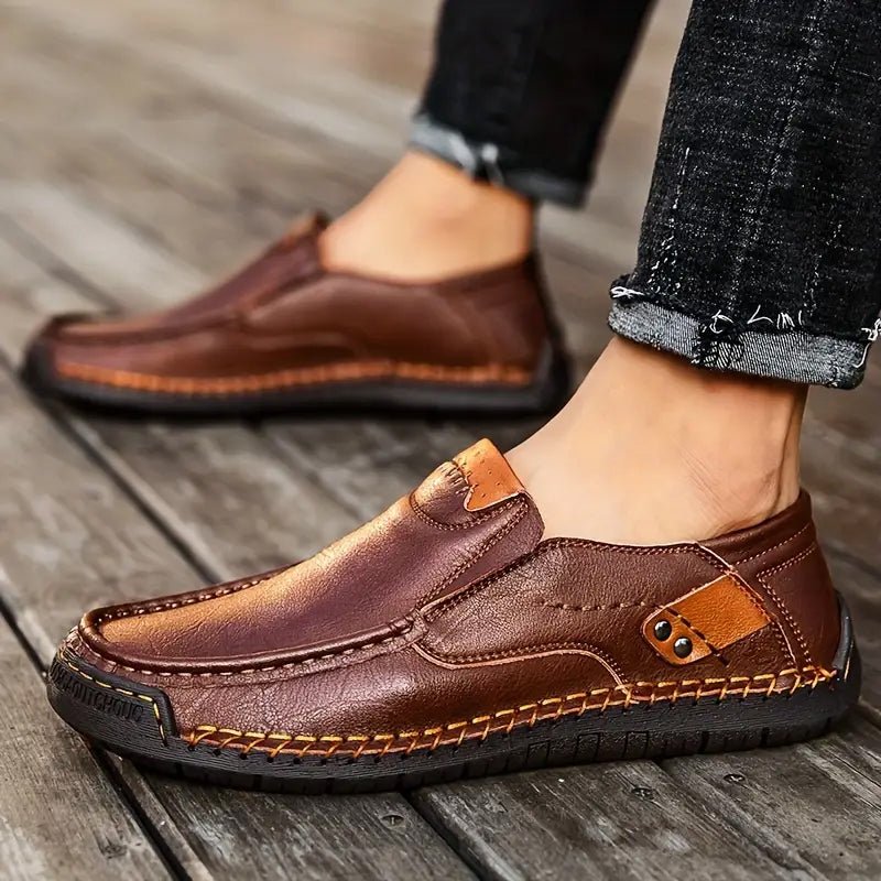 Montclair Leather Slip On Shoes Round Toe Product Image 06