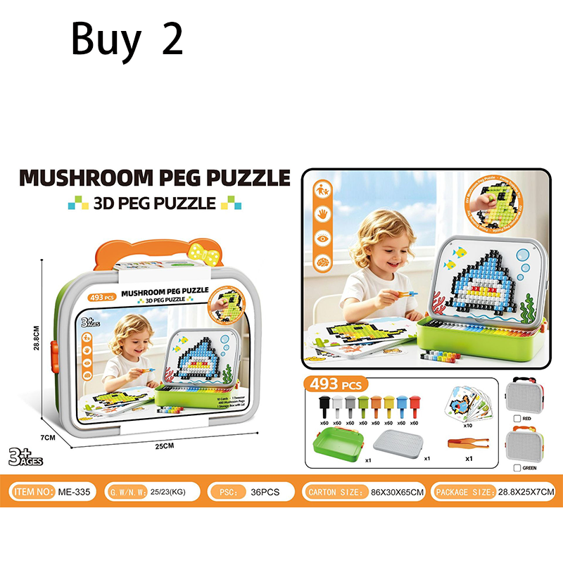 Mushroom Peg Puzzle 492 Piece 3D Builds Product Image 11