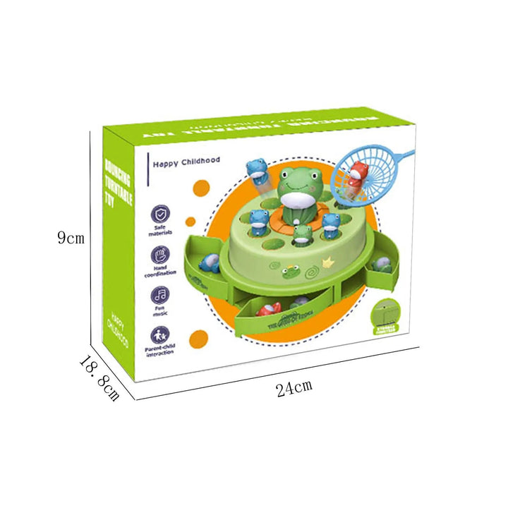 Musical frog game box with package measurements of 24 x 18.8 x 9 cm