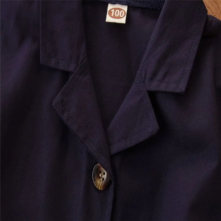 Close-up of the navy romper&