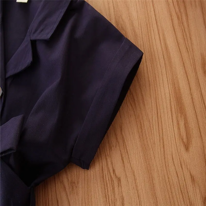 Short sleeve with a folded cuff on the navy girls&