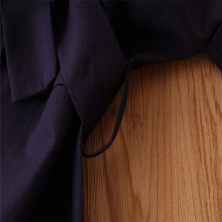 Waist tie detail on the navy girls&