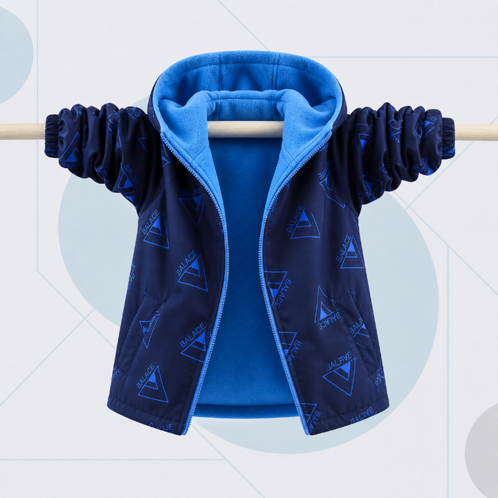 Navy triangle-patterned kids&