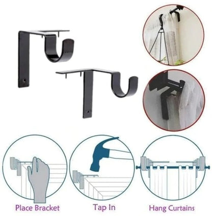 No Drill Curtain Rod Brackets Window Frame Support Product Image 03