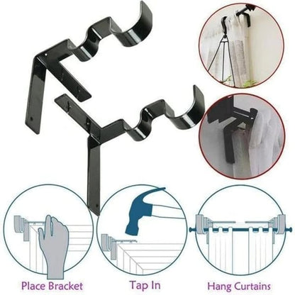 No Drill Curtain Rod Brackets Window Frame Support Product Image 04