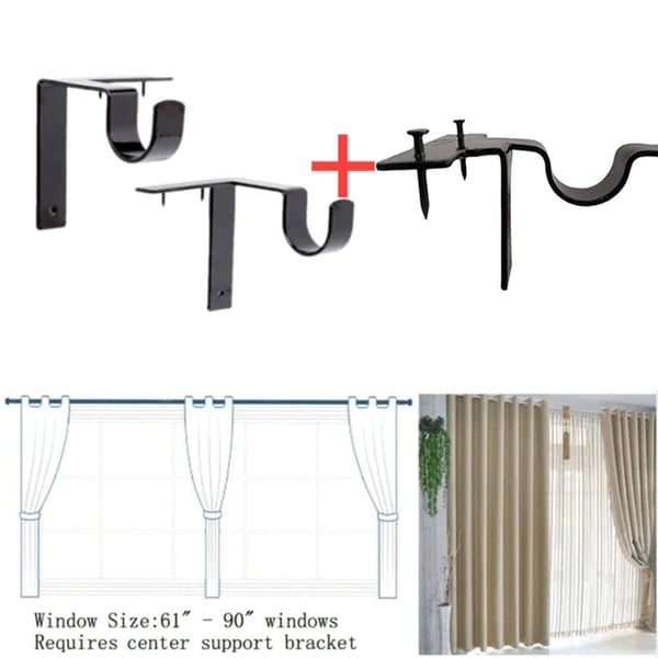 No Drill Curtain Rod Brackets Window Frame Support Product Image 05