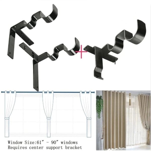 No Drill Curtain Rod Brackets Window Frame Support Product Image 06