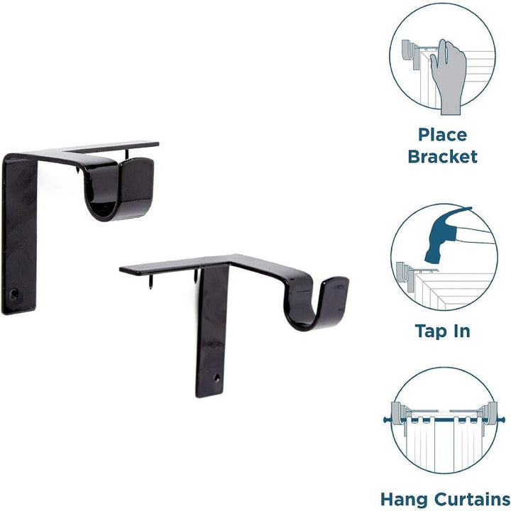 No Drill Metal Curtain Rod Brackets Product Image 03