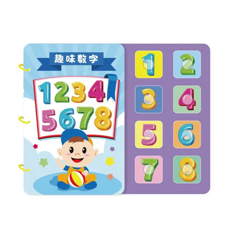 Number activity book with colorful numerals and matching pieces from 1 to 8