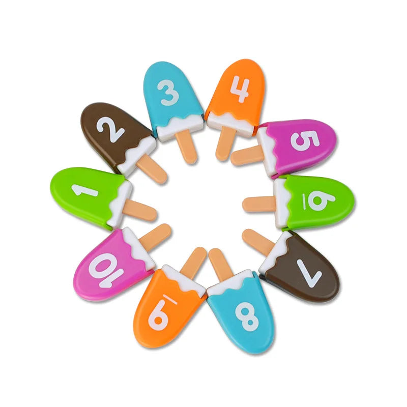 Ten colorful popsicles numbered 1 through 10 arranged in a circle