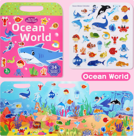 Ocean activity book with 34 stickers and a foldout underwater scene