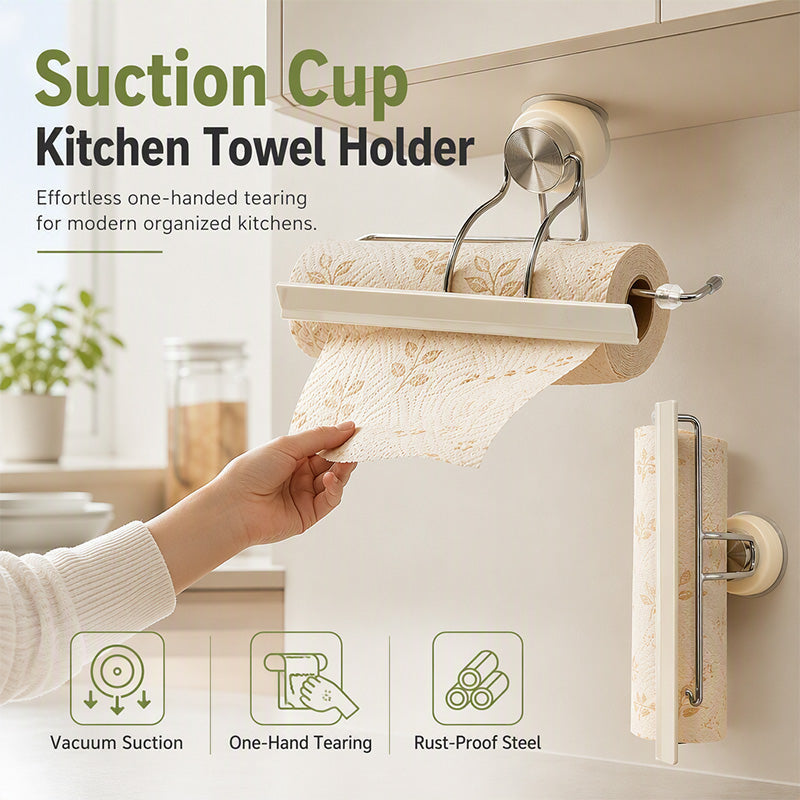 One Hand Tear Paper Towel Holder Suction Mount Product Image 02