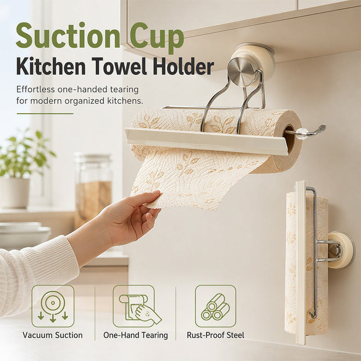 One Hand Tear Paper Towel Holder Suction Mount Product Image 02