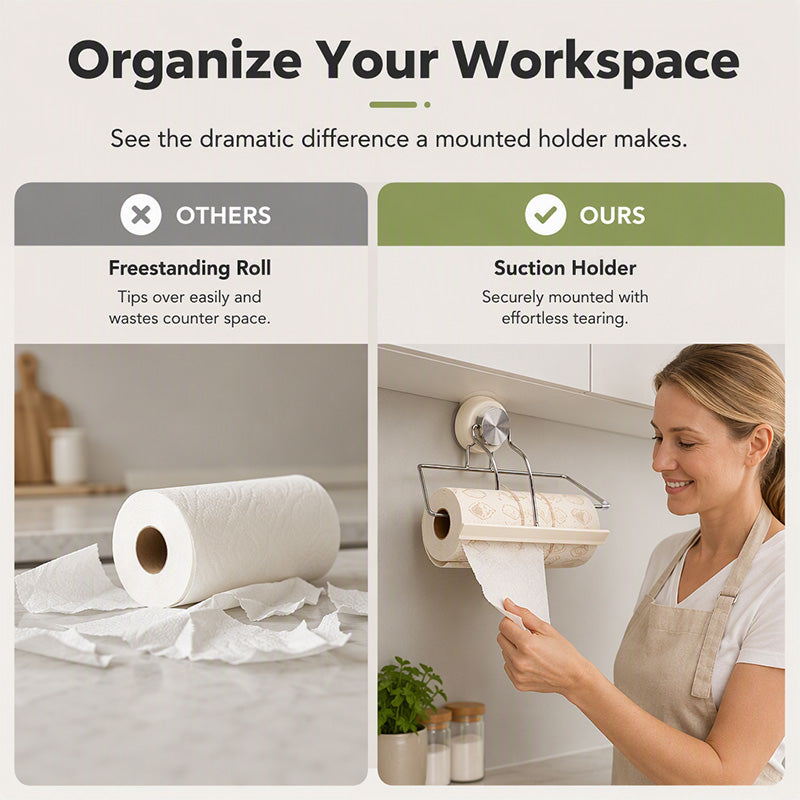 One Hand Tear Paper Towel Holder Suction Mount Product Image 09