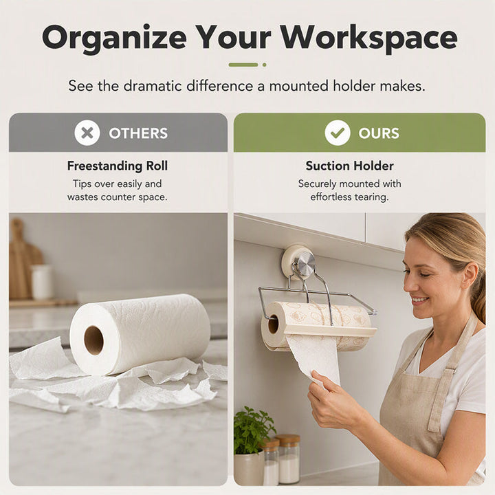 One Hand Tear Paper Towel Holder Suction Mount Product Image 09