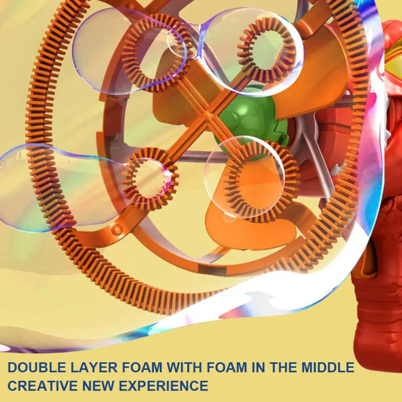 Close-up of the orange bubble ring with smaller inner loops and bubbles