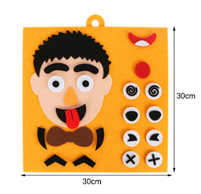 Orange felt face board with a hanging loop and 30 by 30 cm measurements