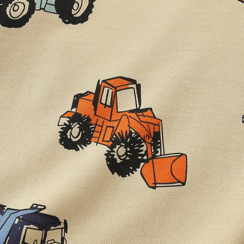 Orange front loader print on the beige cotton sweatshirt