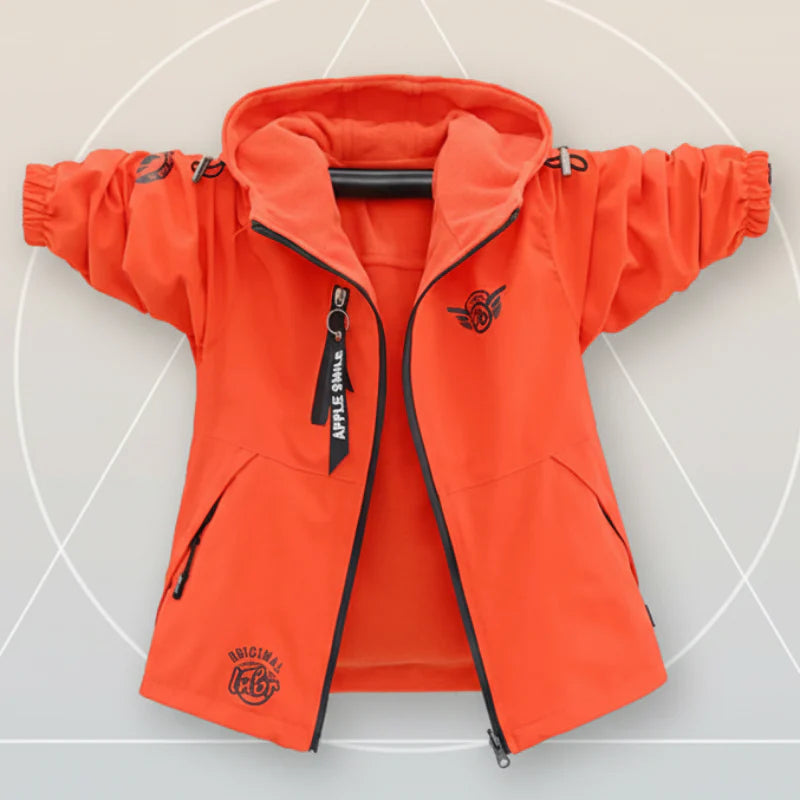 Orange-red hooded kids&