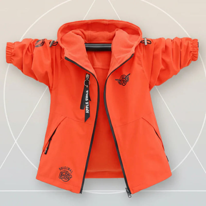 Orange-red hooded kids&