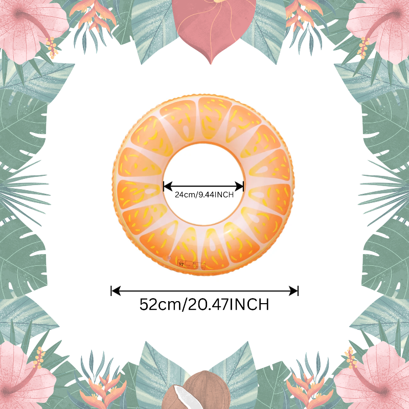 Orange swim ring with a 52 cm outer diameter and a 24 cm inner opening.
