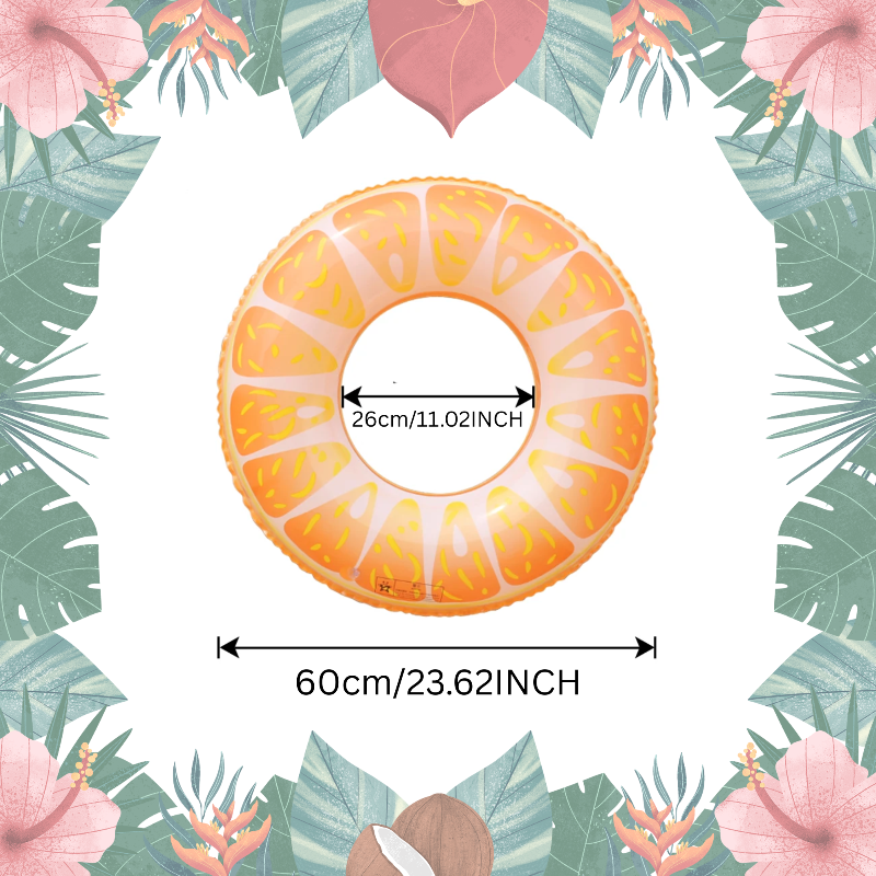 Orange swim ring with a 60 cm outer diameter and a 26 cm inner opening.