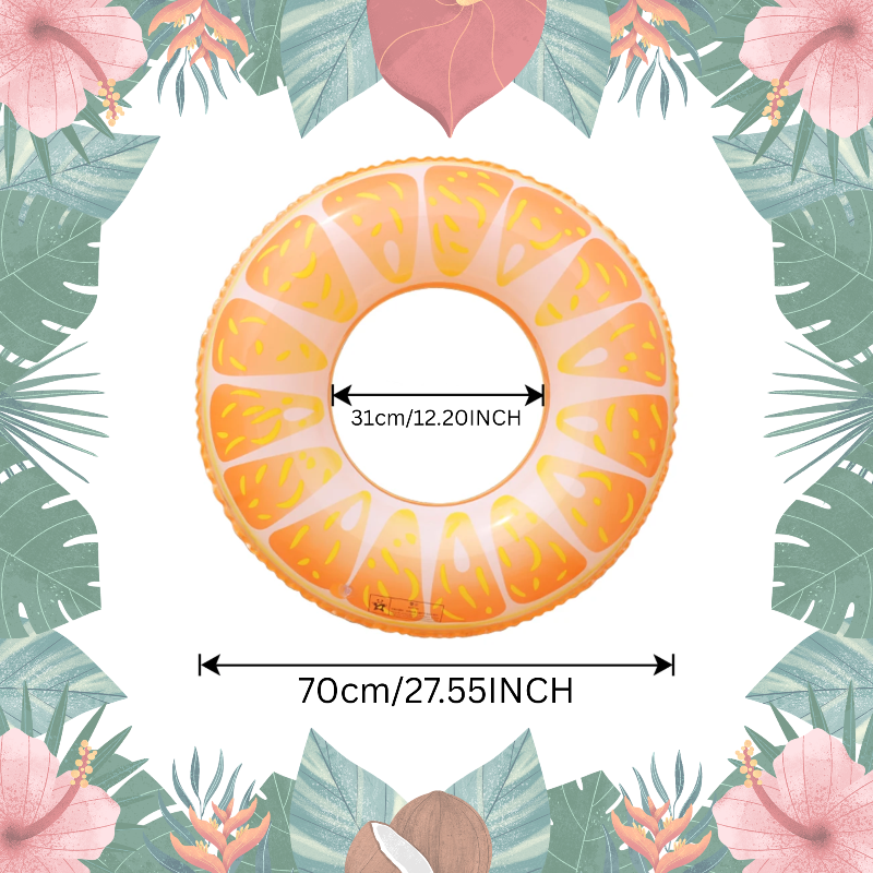Orange swim ring with a 70 cm outer diameter and a 31 cm inner opening.