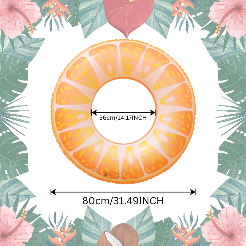 Orange swim ring with an 80 cm outer diameter and a 36 cm inner opening.