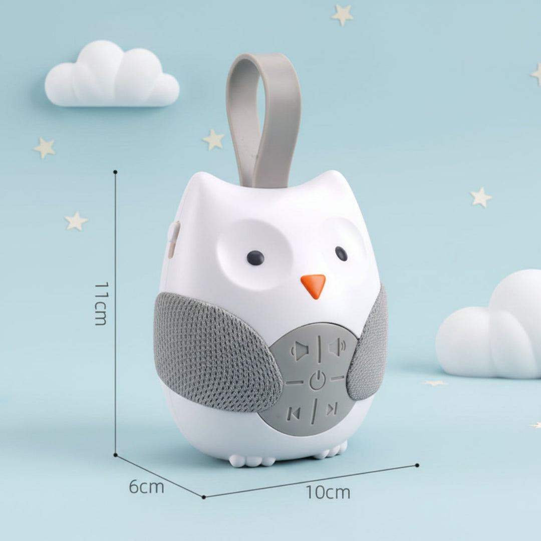 Owl night light measurements showing 11 cm height, 10 cm width, and 6 cm depth.
